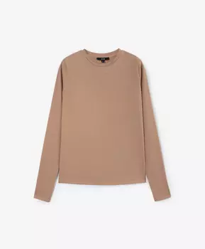 Лонгслив полуприлегающего силуэта с отверстиями для пальцев бежевый GLVR