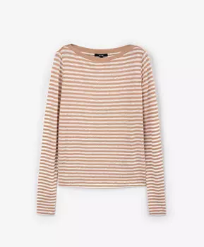 Лонгслив полуприлегающего силуэта в полоску бежевый GLVR (XL)