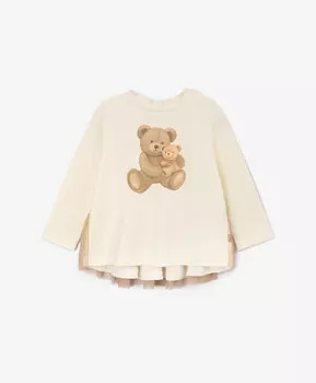 Лонгслив с баской на спинке молочный для девочки Gulliver (92-52)