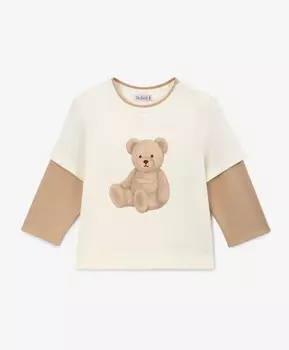 Лонгслив с имитацией многослойности молочный для мальчика Gulliver (92-52)