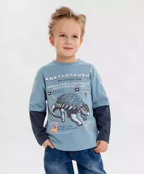 Лонгслив с принтом голубой для мальчика Button Blue