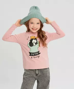 Лонгслив с принтом розовый для девочки Button Blue