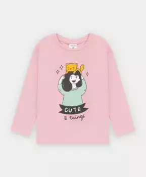 Лонгслив с ярким принтом розовый Button Blue (110)