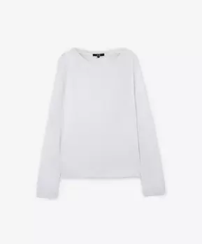 Лонгслив силуэта умеренный оверсайз из тонкого трикотажа молочный GLVR