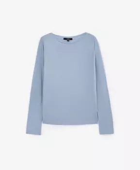 Лонгслив силуэта умеренный оверсайз из тонкого трикотажа голубой GLVR