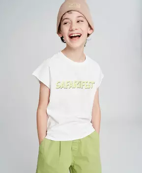 Майка для мальчика белая с принтом Button Blue