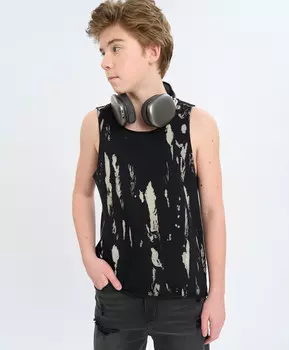 Майка для мальчика черная с окрашиванием тай дай Button Blue