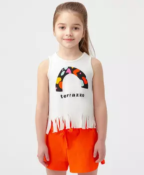 Майка с принтом белая Button Blue (158)