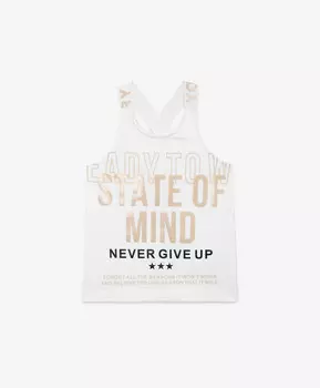 Майка с шрифтовым принтом белая для девочки Gulliver (164)