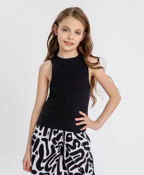 Майка в рубчик чёрная для девочки Button Blue (164)