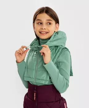 Манишка утепленная с капюшоном зеленая для девочки Button Blue (54-56)