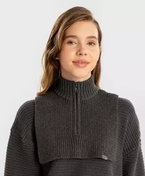 Манишка вязаная с высоким воротом на молнии серая детская Button Blue