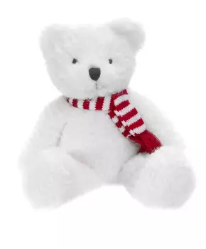 Мягкая игрушка Мишка белый в шарфе, 29 см