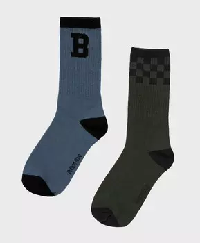 Набор из двух пар высоких носков мультицвет для мальчика Button Blue (26-28)