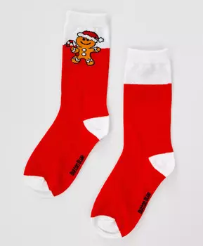Носки высокие новогодние красные для мальчика Button Blue (16-18)