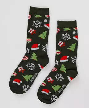 Носки высокие новогодние зеленые для мальчика Button Blue (16-18)