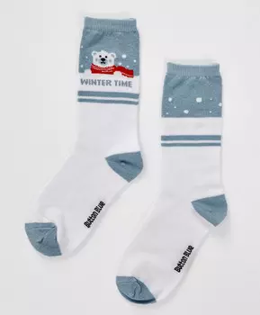 Носки высокие с мишкой белые для девочки Button Blue (20-22)