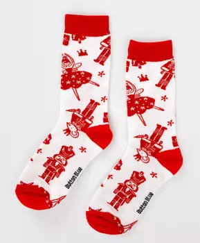 Носки высокие с Щелкунчиком белые для девочки Button Blue (16-18)