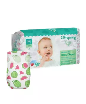 Offspring подгузники, M 6-10 кг. 42 шт. расцветка Арбузы