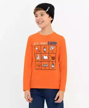 Оранжевая футболка с принтом Button Blue (104)