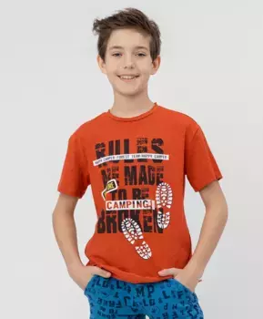 Оранжевая футболка с принтом Button Blue (116)