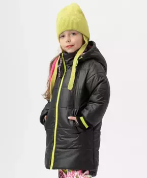 Пальто демисезонное с капюшоном черное Button Blue (110)