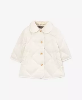 Пальто демисезонное стёганое из плащовки молочное для девочки Gulliver