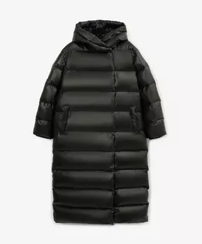 Пальто длины макси на натуральному пуху черное GLVR (XS)