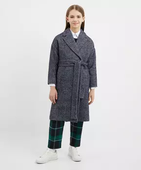 Пальто из шерстяной ткани в полоску для девочки Gulliver