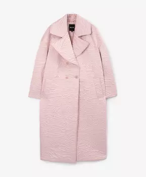 Пальто оверсайз утепленное с фигурной стежкой розовое GLVR