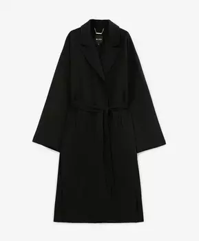 Пальто с запахом длины макси без подкладки черное GLVR (M)