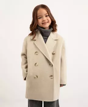Пальто шерстяное молочное для девочки Roberto Moretti