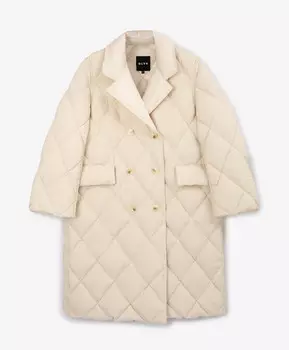Пальто стеганое двубортное на натуральном пуху молочное GLVR