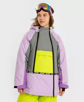 Пальто зимнее непромокаемое с капюшоном и манжетами-митенками мультицвет для девочки Button Blue (122)