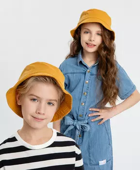 Панама джинсовая жёлтая детская Button Blue (52-54)