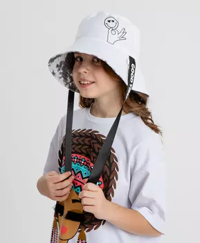 Панама с принтом чёрно-белая для девочки Button Blue (54-56)