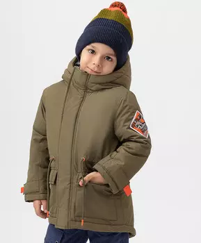Парка демисезонная с кулиской и капюшоном цвета хаки Button Blue (98)