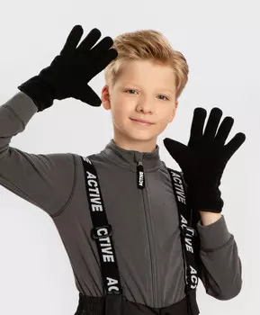 Перчатки флисовые черные детские Button Blue