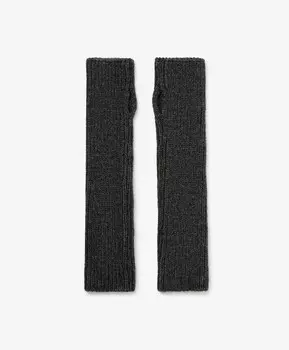 Перчатки-митенки из меланжевой пряжи серые GLVR