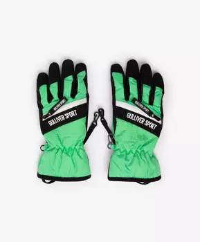 Перчатки утеплённые плащевые зелёные для мальчика Gulliver