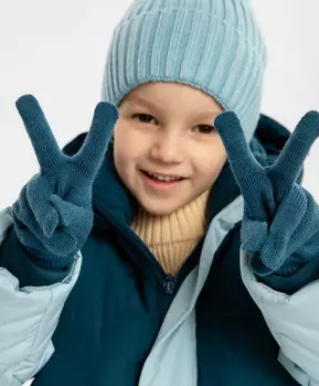 Перчатки вязаные синие детские Button Blue (12)