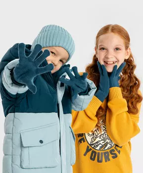 Перчатки вязаные синие детские Button Blue