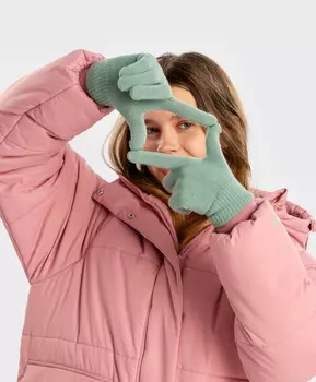 Перчатки вязаные зеленые детские Button Blue