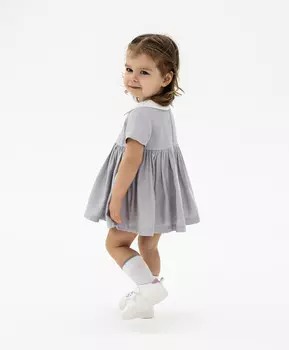 Песочник для девочки текстильный с коротким рукавом серый Gulliver