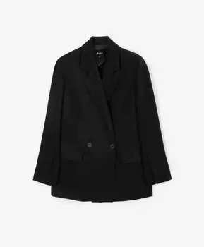 Пиджак полуприлегающий из фактурного текстиля со льном черный GLVR