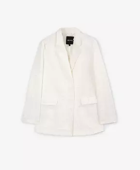 Пиджак джинсовый прямой свободной формы из денима с дестрой эффектом молочный GLVR