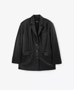 Пиджак из фактурной экокожи силуэта умеренный оверсайз черный GLVR