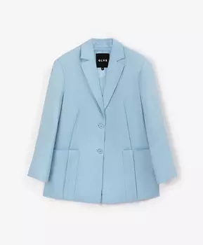 Пиджак из костюмной ткани прямой свободной формы с двумя шлицами на спинке голубой GLVR (XL)