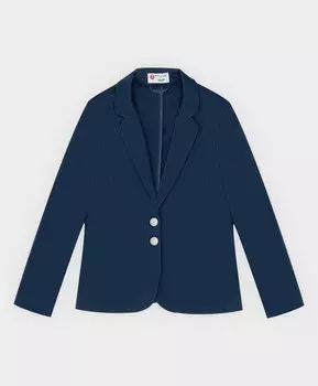 Пиджак из плотного трикотажа укороченный синий Button Blue (140)