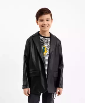 Пиджак кожаный черный Gulliver (146)